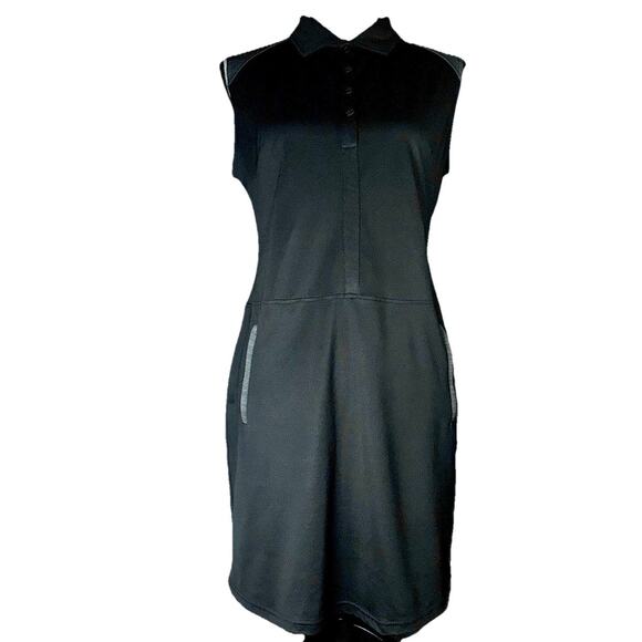 FJ FootJoy Sz Medium Black Short Sleeve Athletic Dress Knee Zip Pockets Outdoors - Picture 1 of 7